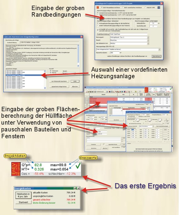 Von der Idee zum optimierten Haus in 10 Minuten zur ersten energetischen Beurteilung. Die wenigen Ben&ouml;tigten Schritte sehen Sie hier.